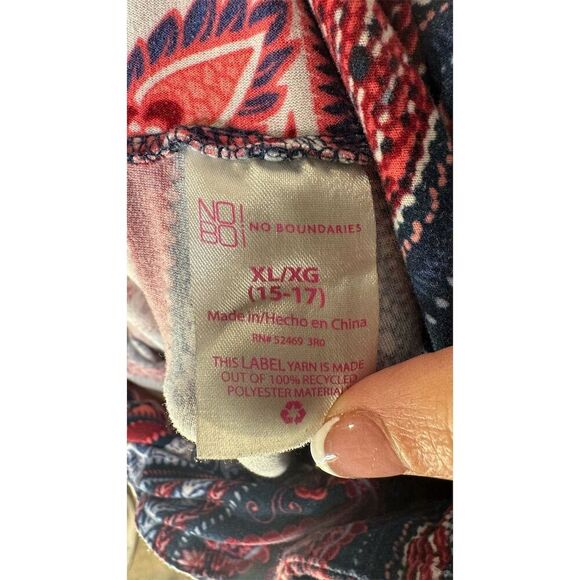 No Boundaries Paisley Stripe Flare Pants XL Boho Festival Y2K Stretch - Picture 3 of 4